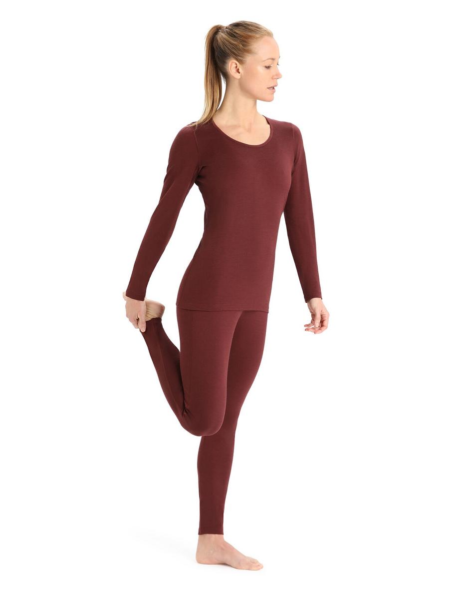 Base Layers Icebreaker Merino 200 Oasis Long Sleeve Scoop Neck Thermal Top Damskie Czerwone | PL 1072PJJQ